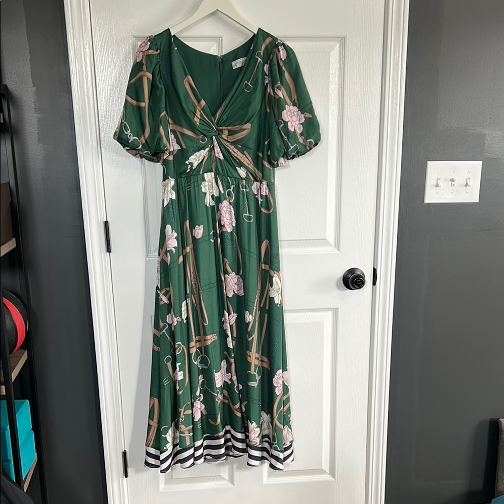 Elegant Green Floral Dress